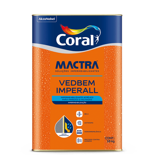 Impermeabilizante Acrílico Vedbem Imperall Paredes e Fachadas 18kg - Mactra
