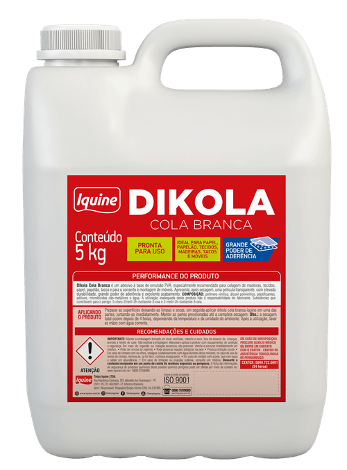 Cola Branca para Madeira Dikola 5Kg - Iquine.