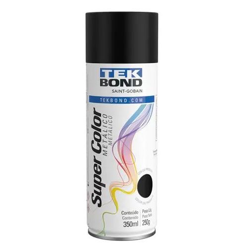 Tinta Spray Metálico 350ml/250g Preto - Tekbond