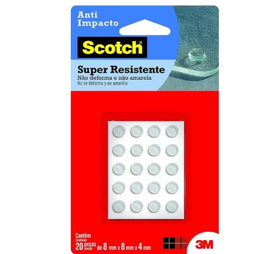 Protetor Anti-Impacto Autoadesivo de Silicone Redondo 0,8 x 0,8cm com 20 Unidades - 3M.