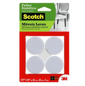 Feltro Protetor Redondo Branco 3,8x3,8cm com 4 Unidades - 3M.