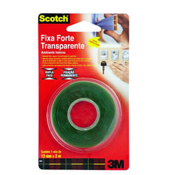 Fita Dupla Face Fixa Forte Transparente 12mmx2m Scotch - 3M.