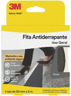 Fita Antiderrapante Safety-Walk Cinza 50mm x 5m - 3M.