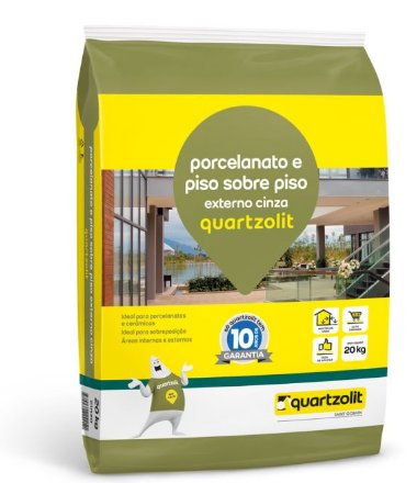 Argamassa Porcelanato e Piso Sobre Piso Cinza Externo 20Kg - Quartzolit.