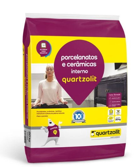 Argamassa Porcelanatos e Cerâmicas Interno Flexível Cinza 20Kg - Quartzolit