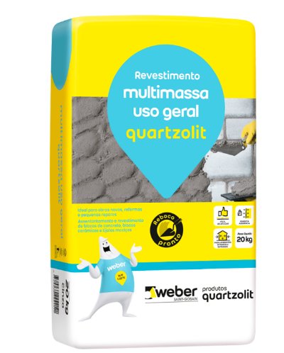 Argamassa Reboco Pronto Cinza 20Kg - Quartzolit.