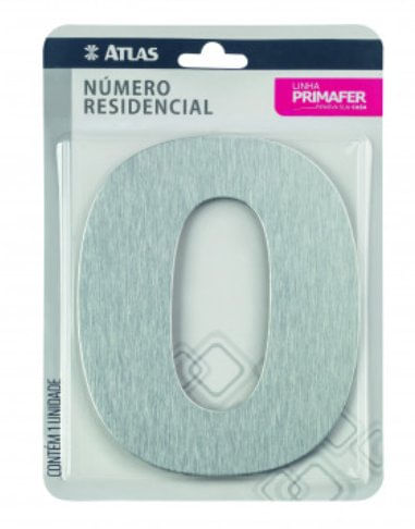 Número 0 para Casa Adesivo Alumínio Composto Escovado - Atlas