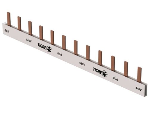 Barramento de Fase Monofásico 12 Ligações 80A 440V - Tigre.