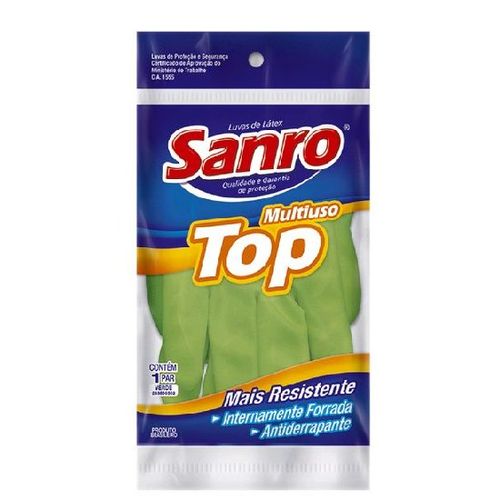 Luva Multiuso de Látex Top Forrada Média Verde Sanro - Barzel.