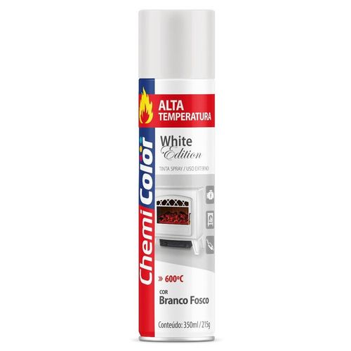 Tinta Spray Chemicolor Alta Temperatura Branca 400ml - Baston.