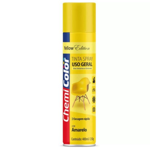 Tinta Spray Uso Geral Amarelo 400ml -  Chemicolor - Baston.