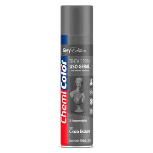 Tinta Spray Uso Geral Cinza Escuro 400ml - Chemicolor.