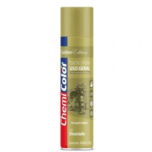 Tinta Spray Chemicolor Uso Geral Dourado 400ml - Baston.