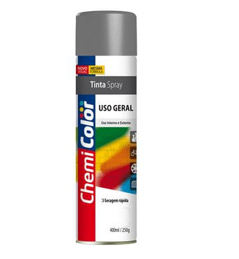 Tinta Spray Uso Geral Fundo Cinza 400ml - Chemicolor.