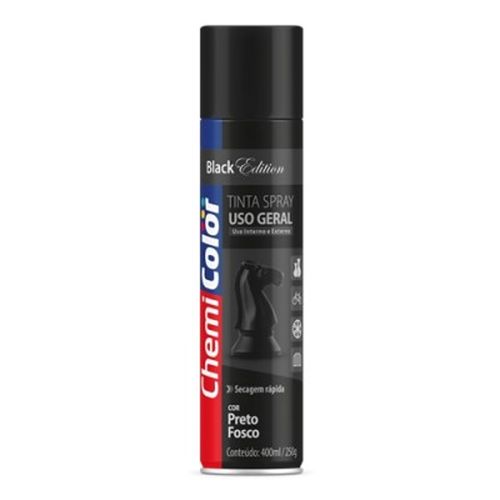 Tinta Spray Uso Geral Preto Fosco 400ml Chemicolor - Baston.