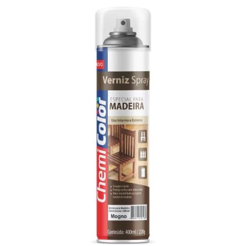 Tinta Spray Verniz Madeira Mogno Chemicolor 400ml - Baston.