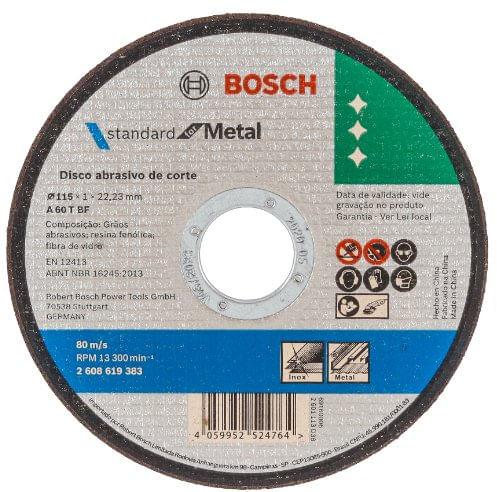 Disco de Corte para Metal Inox 115x10mm - Bosch.