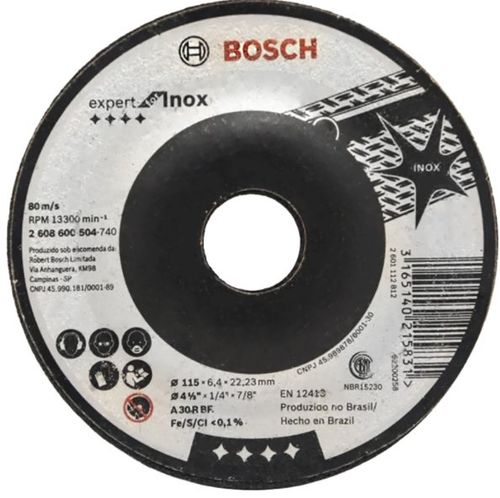 Disco de Desbaste 115X6,4MM GR30 Furo 22,23cm 4.1/2" - Bosch.