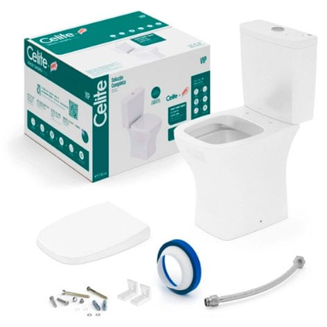 Kit Vip Bacia com Caixa Acoplada + Itens de Instalação - Celite.