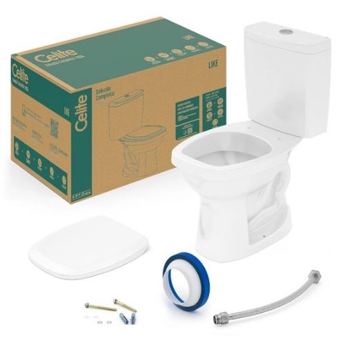 Kit Like Bacia com Caixa Acoplada + Assento + Itens de Instalação - Celite.