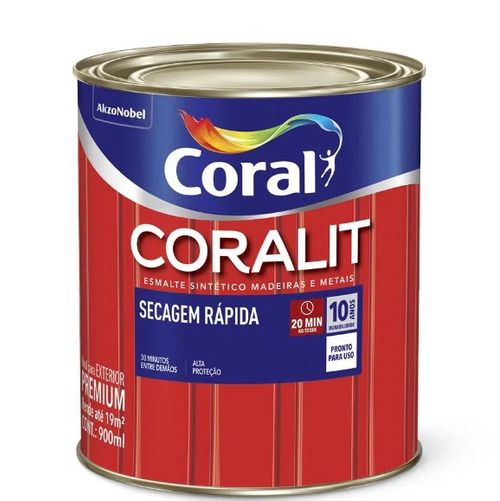 Tinta Esmalte Coralit Secagem Rápida Brilhante Platina 900ml - Coral.