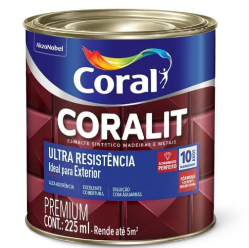 Tinta Esmalte Coralit Ultra Resistência Alto Brilho Amarelo 225ml - Coral