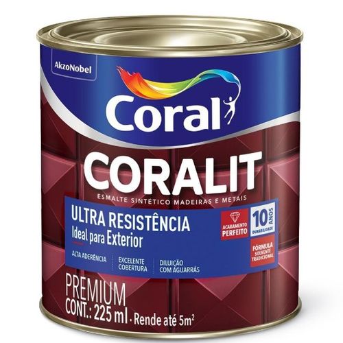 Tinta Esmalte Coralit Ultra Resistência Alto Brilho Branco Gelo 225ml - Coral.