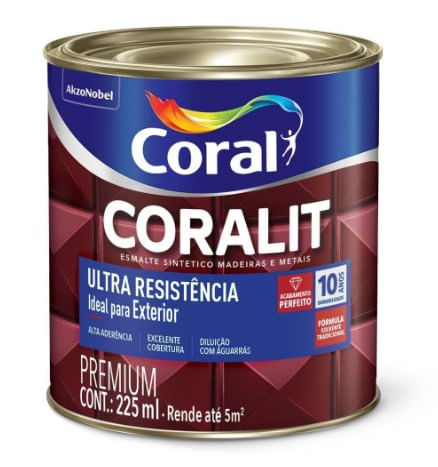 Tinta Esmalte Coralit Ultra Resistência Alto Brilho Preto 225ml - Coral.