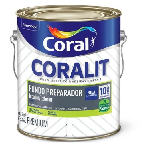 Fundo Preparador Coralit Zero Fosco Branco 3,6L - Coral.