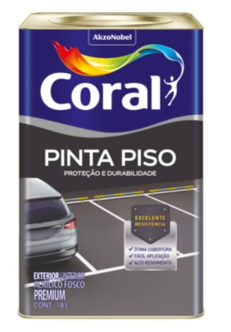Tinta Acrílica Premium Pinta Piso Fosco Cinza Médio 18L- Coral.