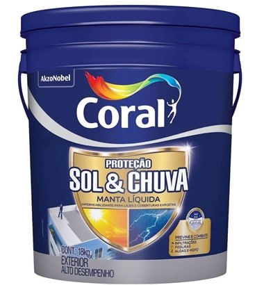 Manta Líquida Impermeabilizante Sol e Chuva 18Kg - Coral.