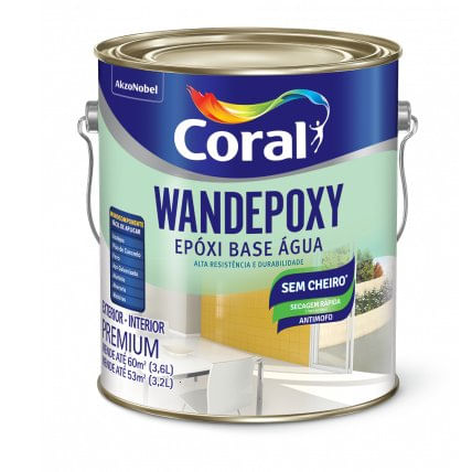 Tinta Epóxi Wandepoxy Base Água Brilhante Branco 3,6L - Coral.