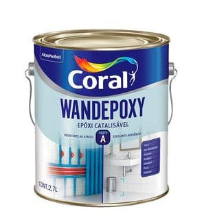 Tinta Esmalte Epóxi Wandepoxy Brilhante Branco 2,7L - Coral.