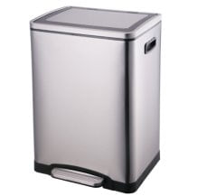 Lixeira Inox 39,5x34,6x59cm Inox Escovado com Pedal 40 L. HD-45978 - Casa Ok.