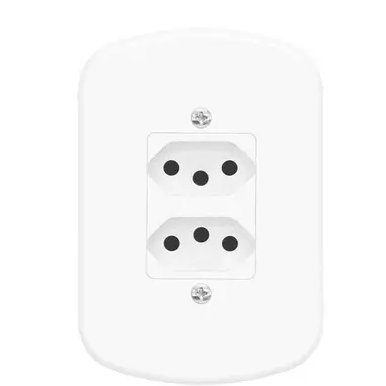 Conjunto Montado de Tomada Dupla 10A com Placa Distanciadas 250V Blanc - Fame.