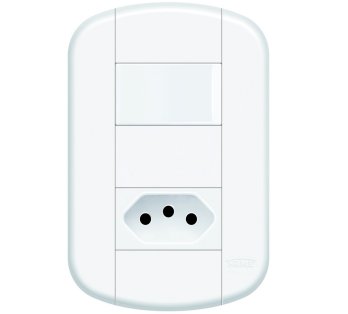 Interruptor Simples Modular de Embutir 16A 250V e Tomada Modular de Embutir 2P+T 10A 250V Blanc Mais - Fame.