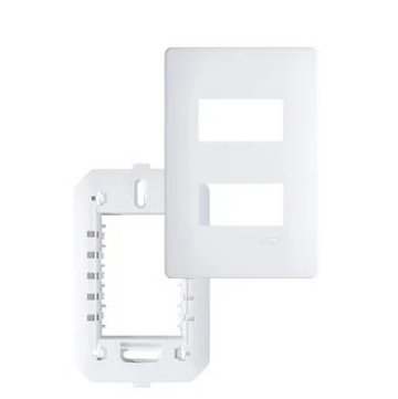 Placa com Suporte 4x2 2 Módulos Distanciados Habitat Branca Fame.