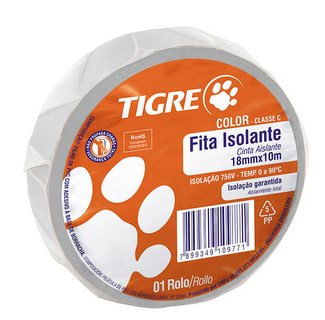 Fita Isolante Color Branco 18mm x 10m - Tigre.