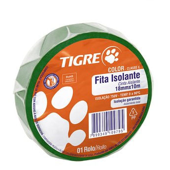 Fita Isolante 18mmx10m Verde - Tigre.