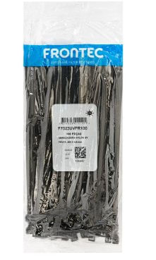 Abraçadeira de Nylon Preta 200 x 4,8mm com 100 Unidades - Frontec.