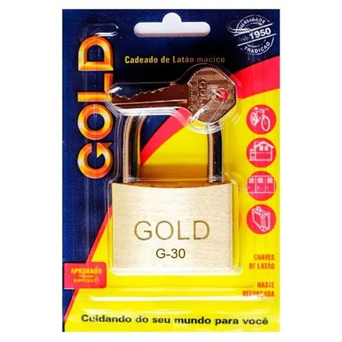 Cadeado SM G-30mm Latão - Gold.