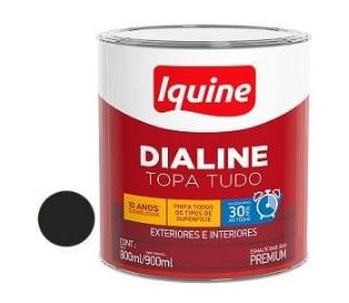 Tinta Esmalte Sintético Dialine Brilhante Base Água Preto 900ml - Iquine