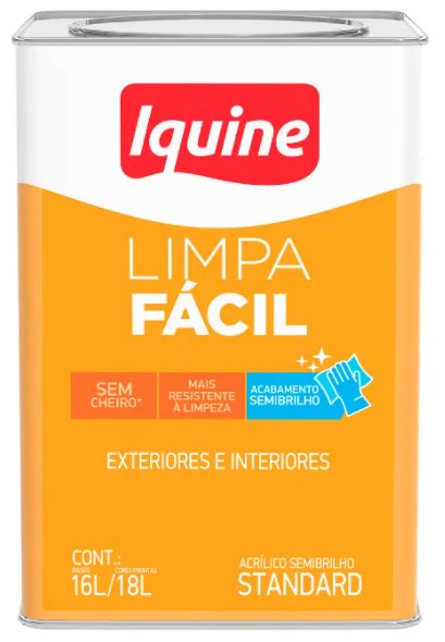 Tinta Acrílica Limpa Fácil Standard Semibrilho Branco Gelo 18L - Iquine