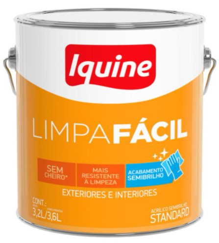 Tinta Acrílica Limpa Fácil Standart Semi-Brilho Branco Gelo 3,6L - Iquine.