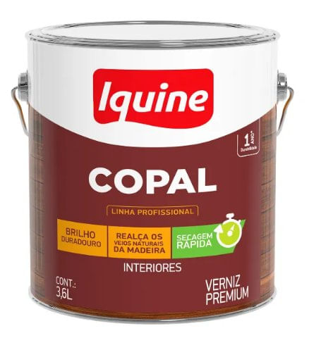 Verniz Copal Alto Brilho Incolor 3,6L - Iquine.