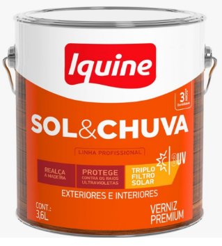 Verniz Sol e Chuva Acetinado Incolor 3,6L - Iquine.