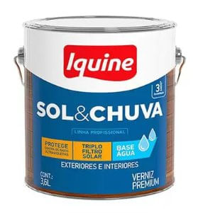 Verniz Sol e Chuva Alto Brilho Base Água Incolor 3,6L - Iquine.