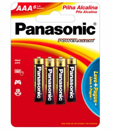 Pilha Alcalina Palito AAA 6 Unidades - Panasonic.