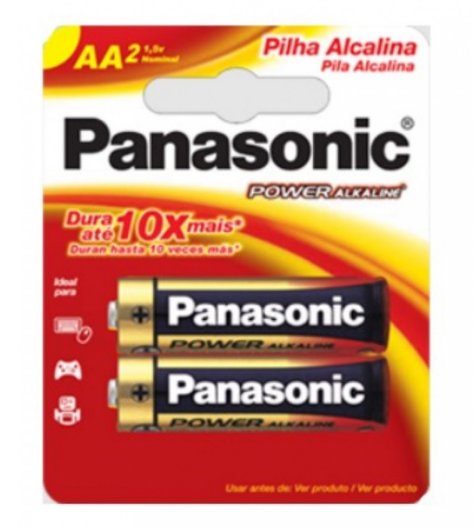 Pilha Alcalina AA Pequena Com 2 Unidades - Panasonic.