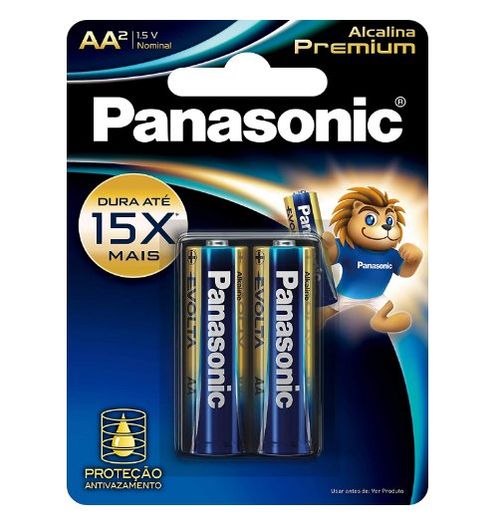 Pilha Alcalina Premium Aa com 2 Unidades - Panasonic.